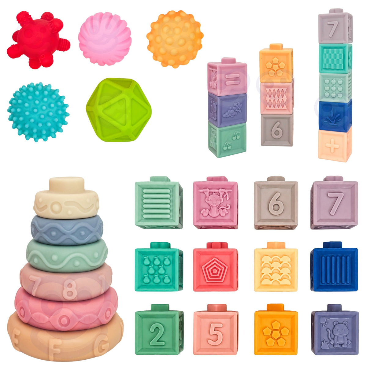 Woopie Baby soft sensory blocks – stacked blocks