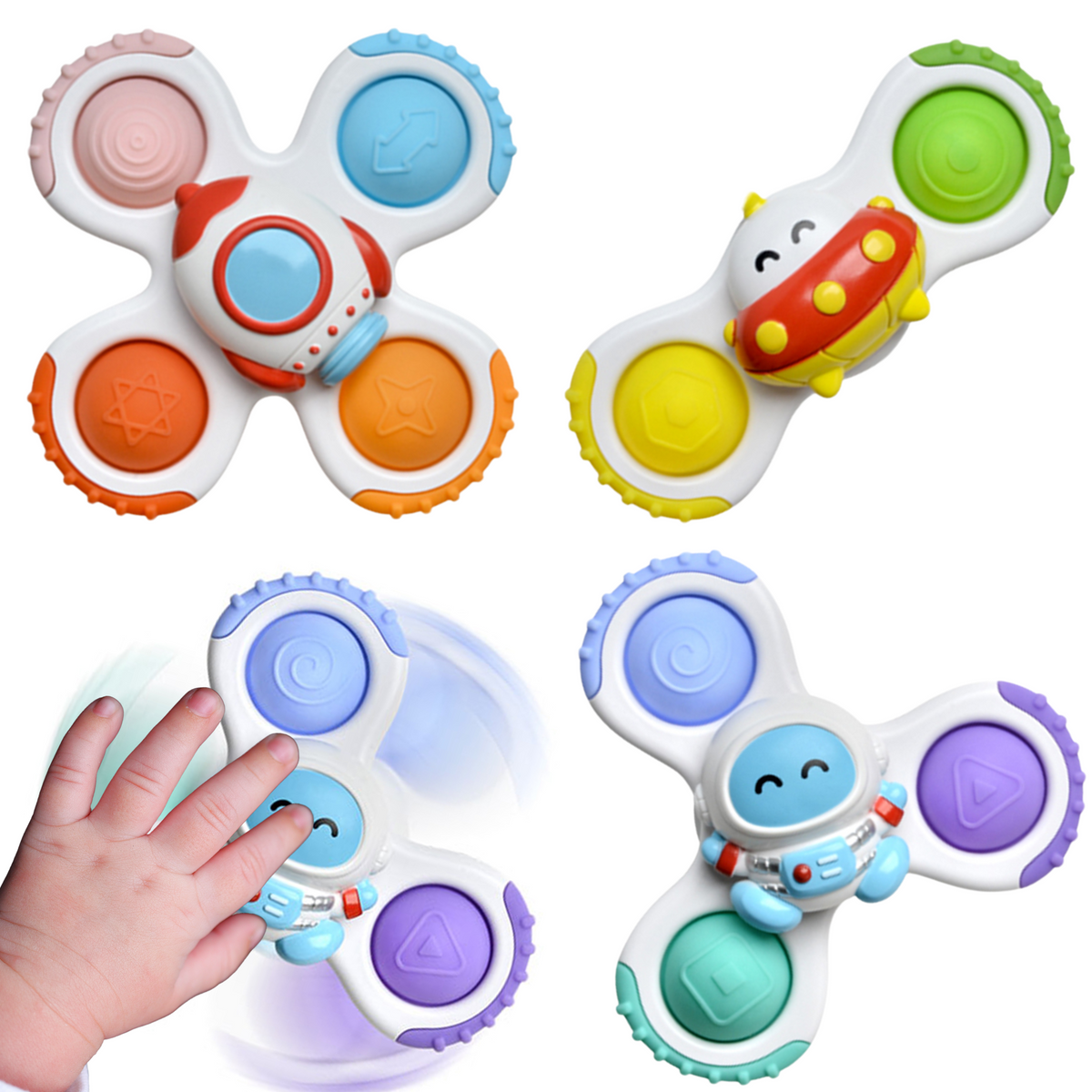 Woopie Baby Suction Spinner Toys: Rocket, Alien and UFO