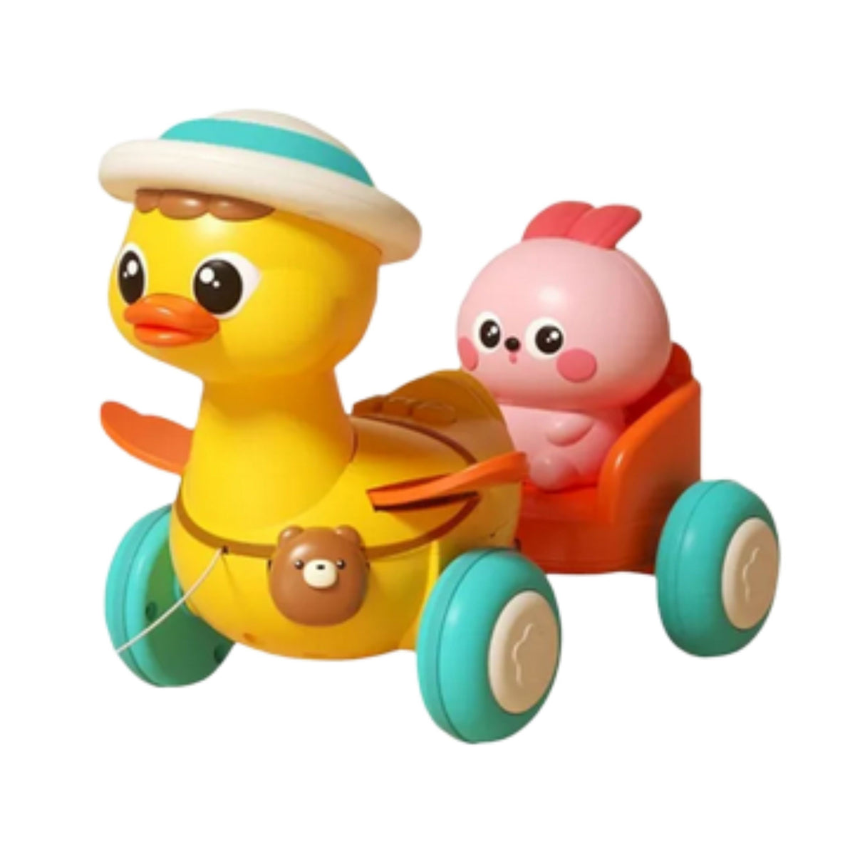 Woopie Baby pull-along duck – toddler pulling the duck