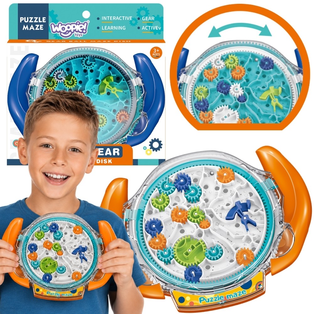 Woopie handheld ball maze logic game with gears