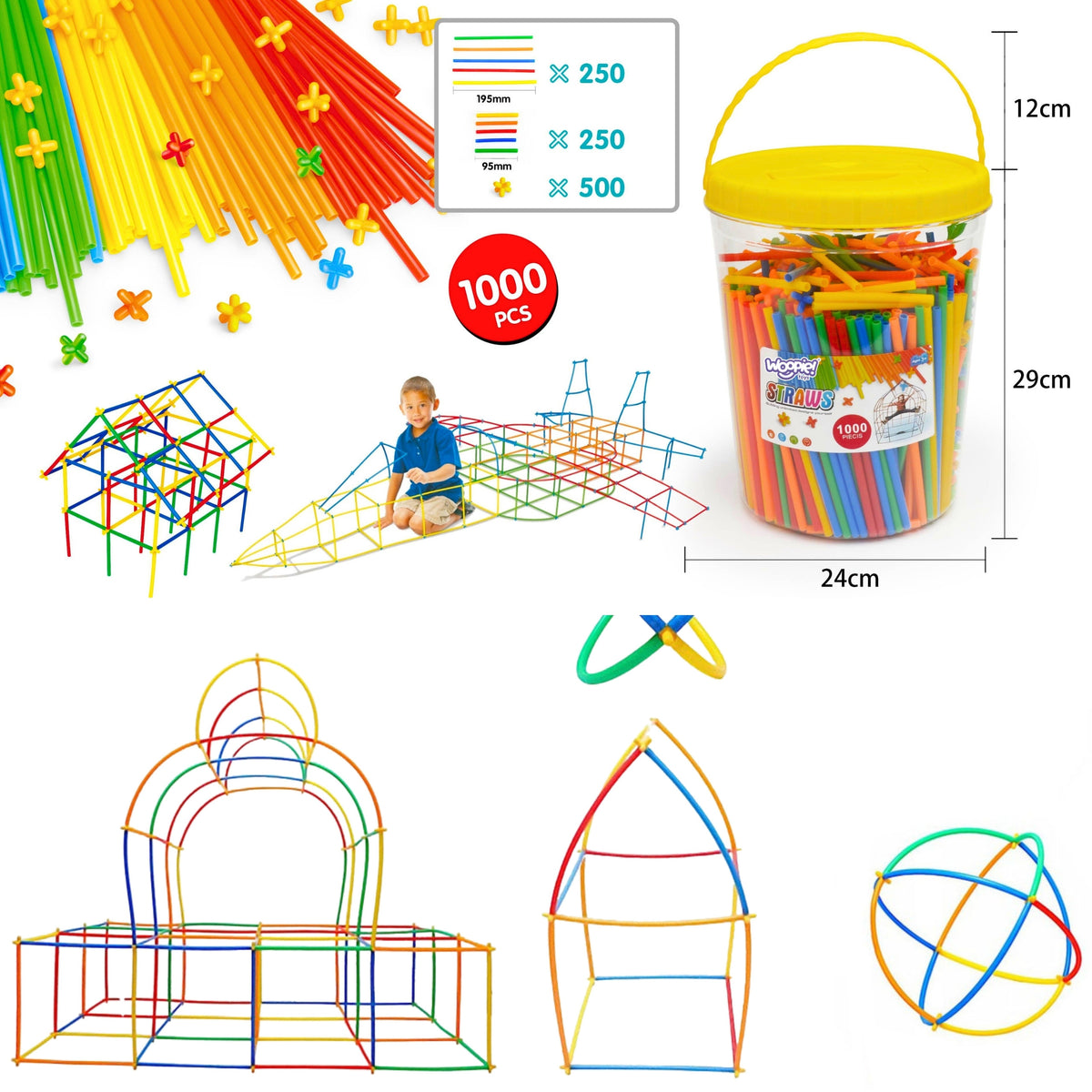Woopie building straws 1000 – lockable bucket
