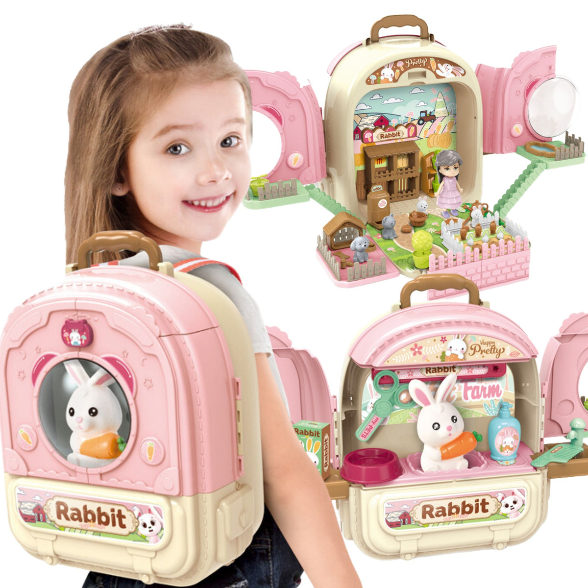 Woopie bunny backpack 3-in-1 farm and garden play set