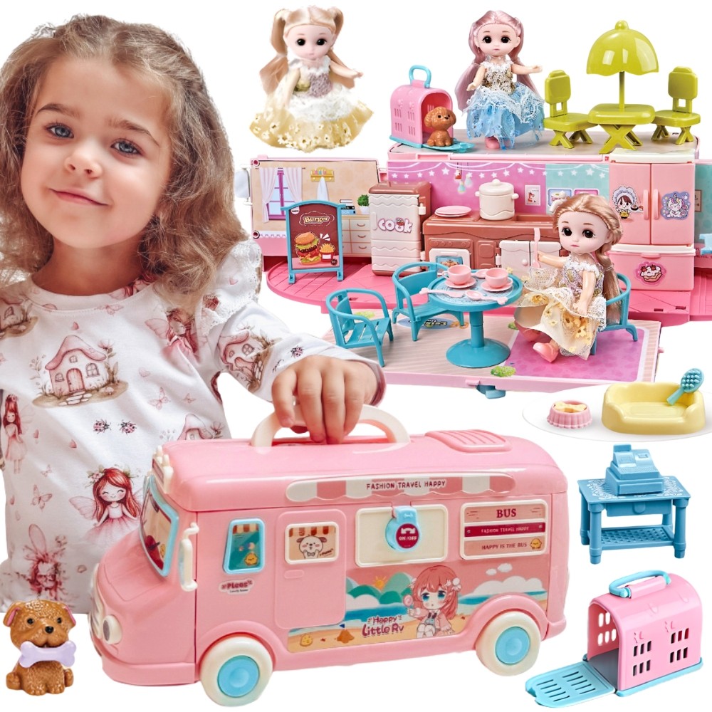 Woopie 2-in-1 XXL kemperis – leļļu komplekts ar virtuvi