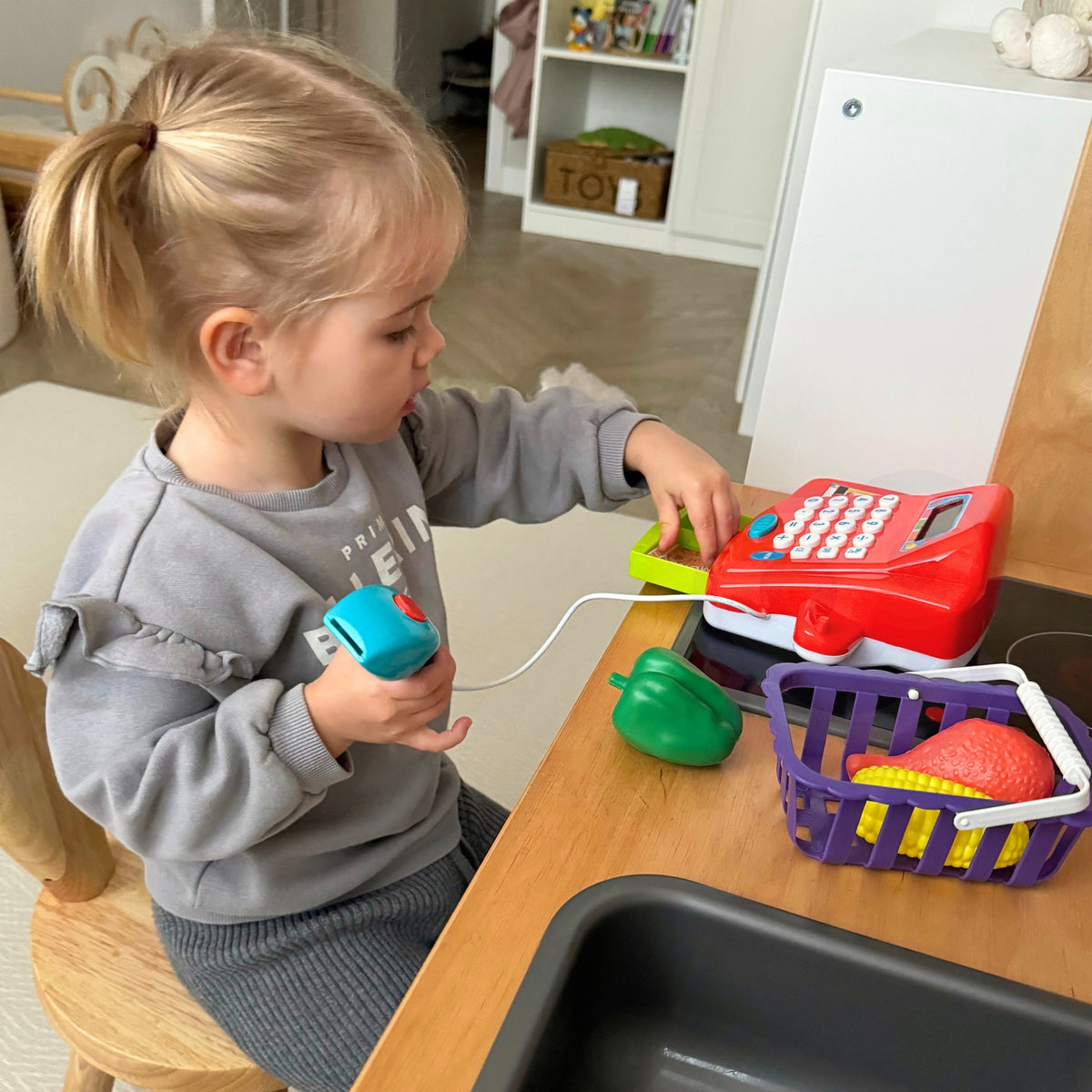 Woopie cash register with basket – sound scanner