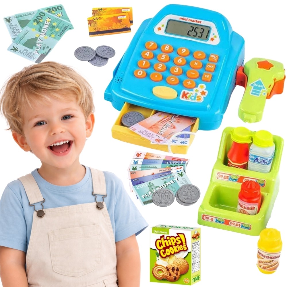 Woopie Toy Cash Register with Shelf and Accessories
