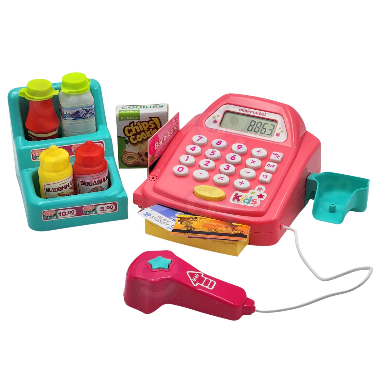 Pink cash register set in its box – Woopie