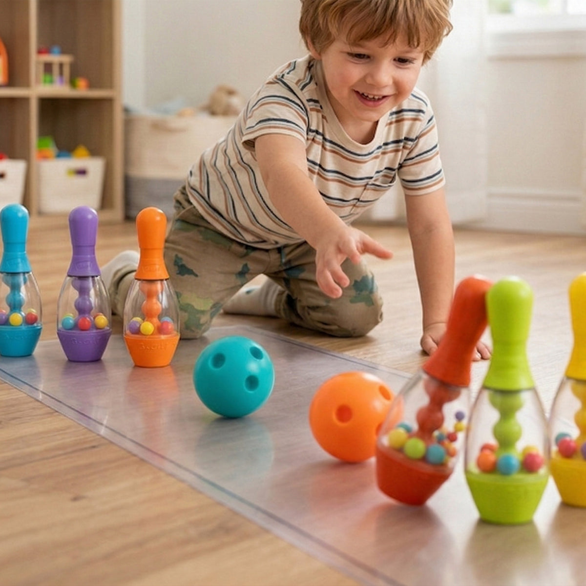 Two soft bowling balls for safe indoor play