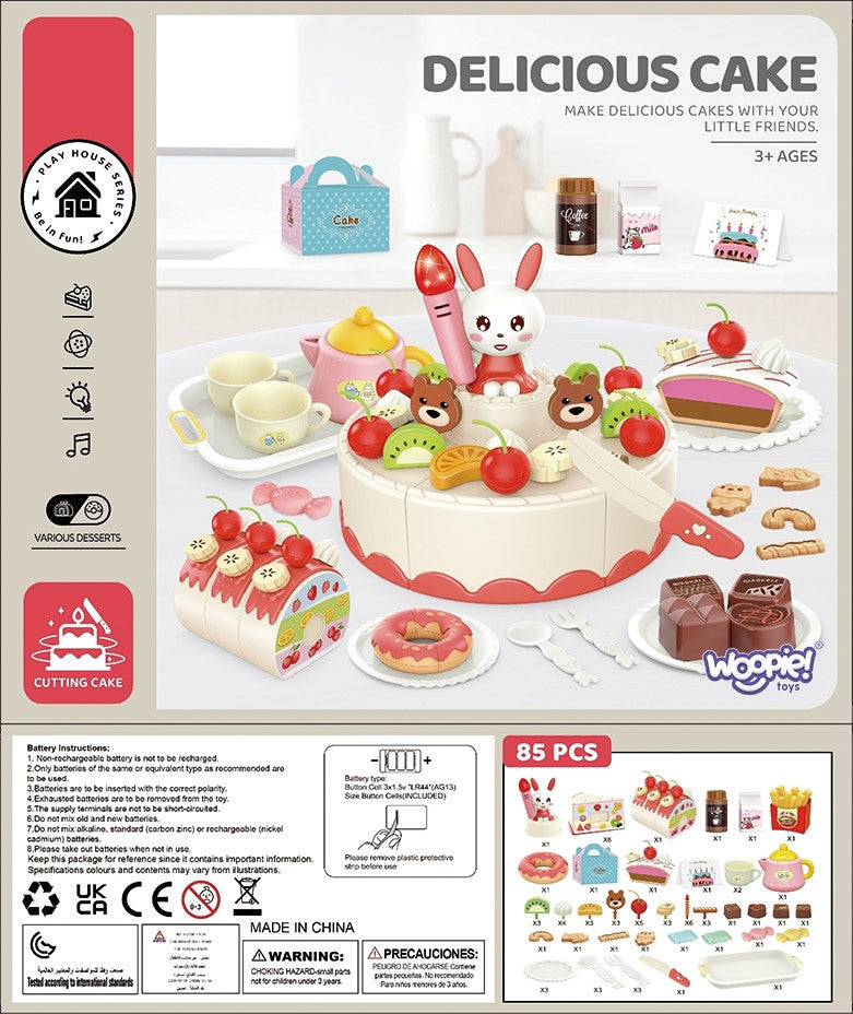 Toy birthday cake – tea set with cups, jug and tray
