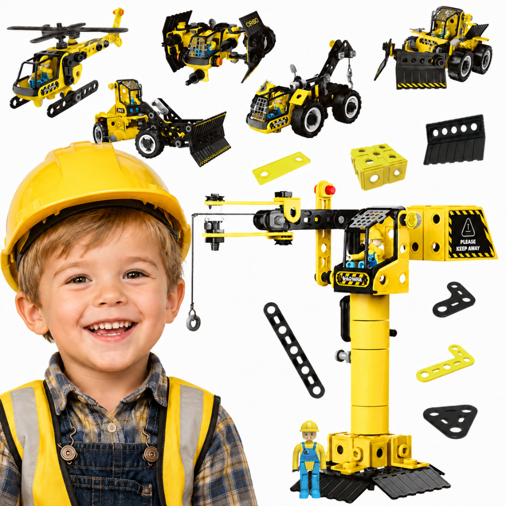 Woopie STEAM 6-in-1 Construction Vehicles Building Set