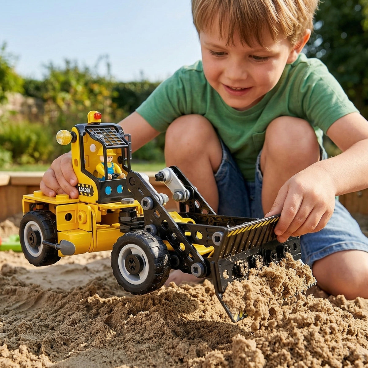 Woopie STEAM 6-in-1 construction set – yellow and black excavator model