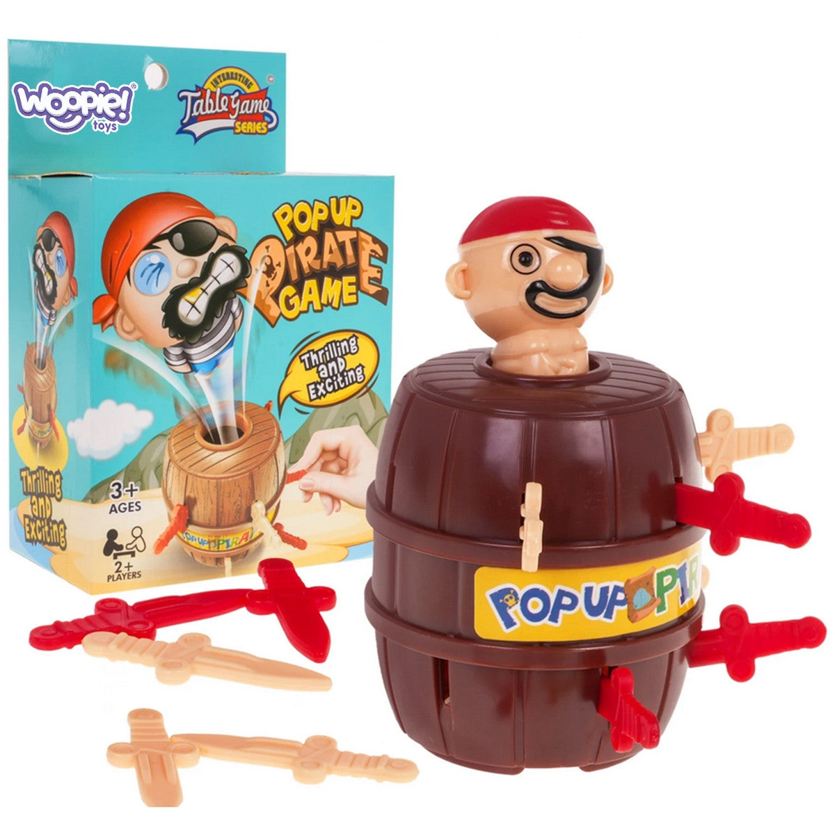 Woopie jumping pirate in a barrel party game for kids