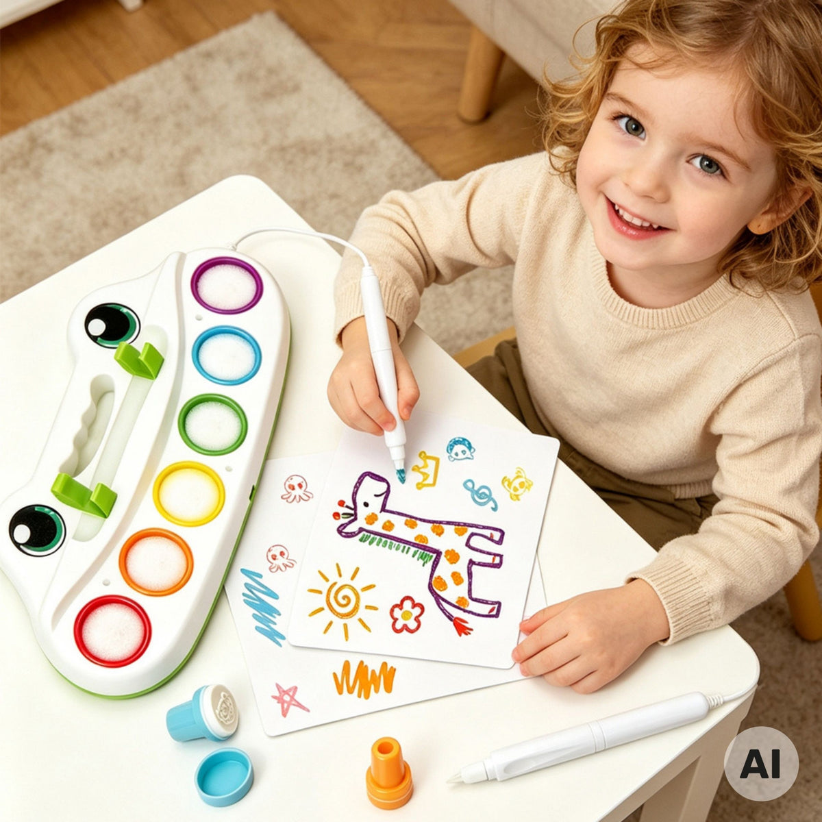 Woopie Color Draw komplekts – palete ar sešiem krāsu laukiem