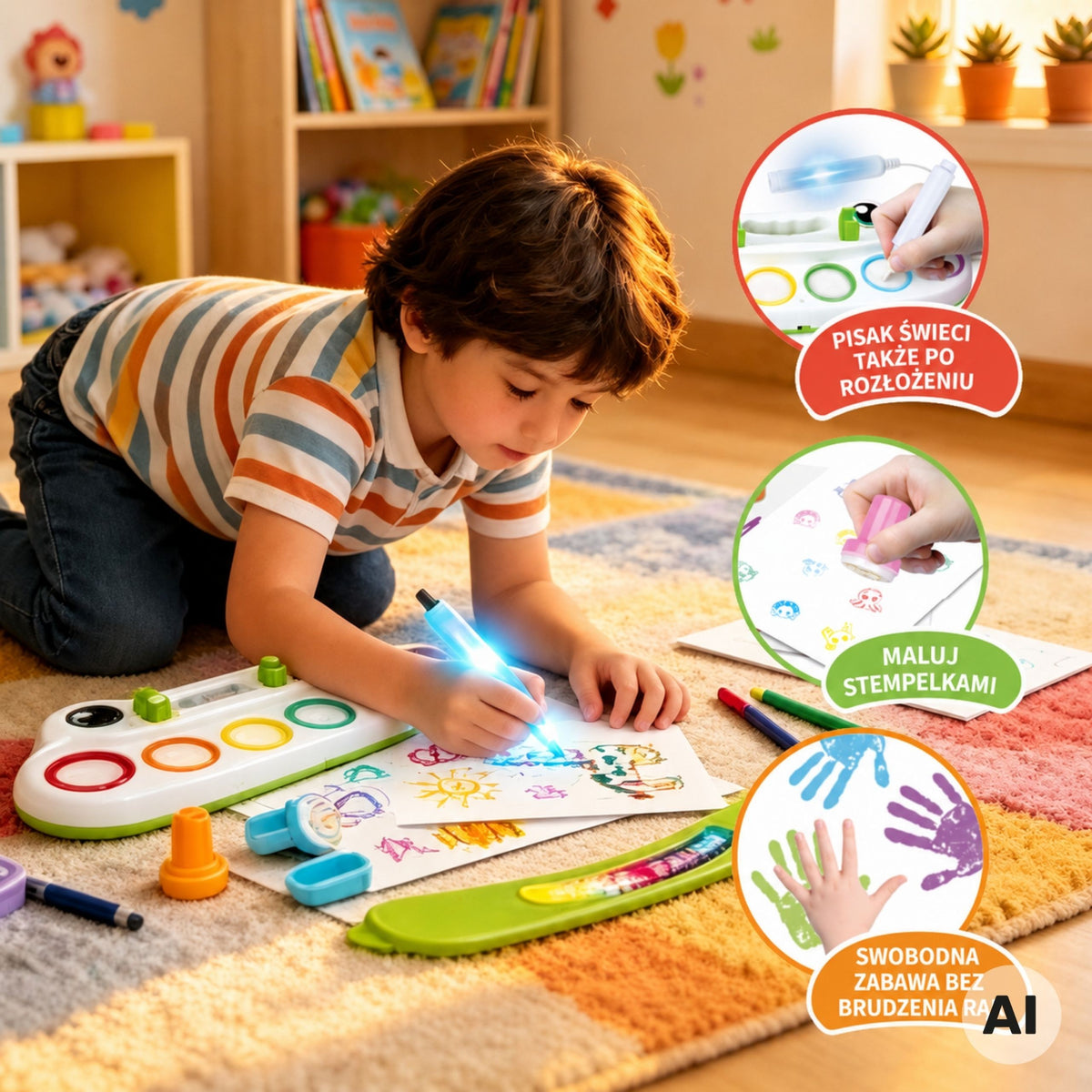 Woopie Color Draw komplekts – krāsaini zīmogi