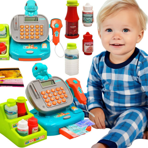 Woopie Dino Blue Toy Cash Register with Shelf