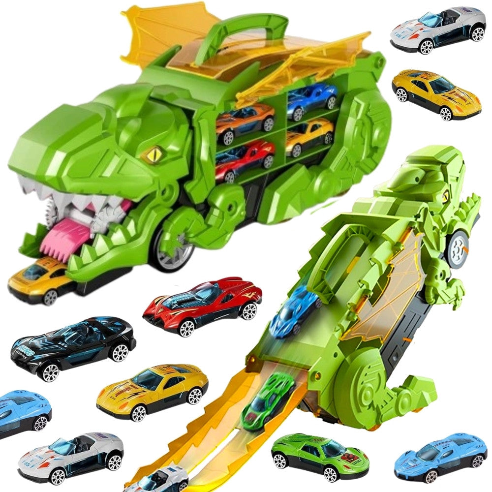 Woopie dinosaur truck car transporter with track and cars