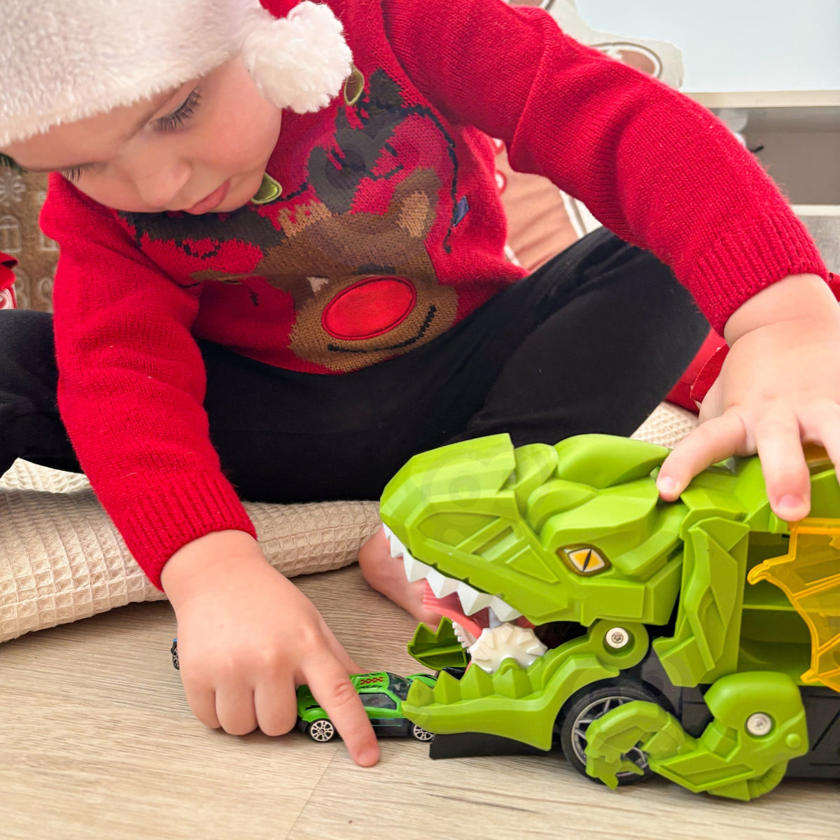 Pārnēsājams dinozauru auto transportieris ar rokturi
