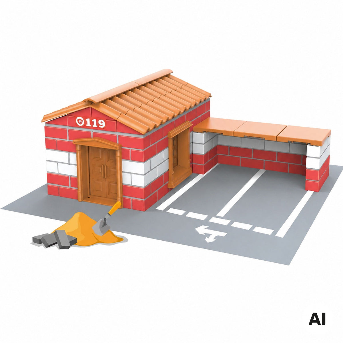 Woopie brick fire station – finished fire station