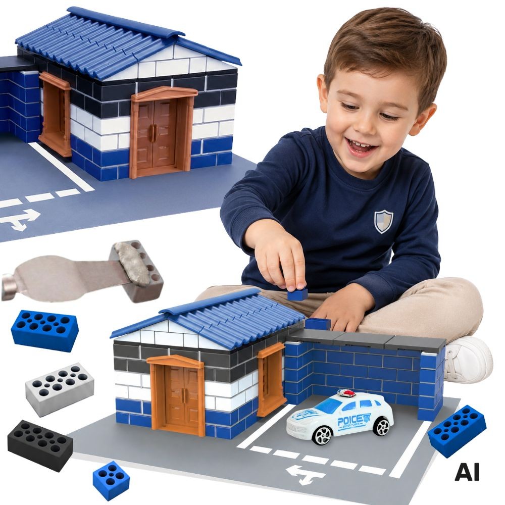 Woopie Mini Brick Police Station Kit with Cars, 186 pcs