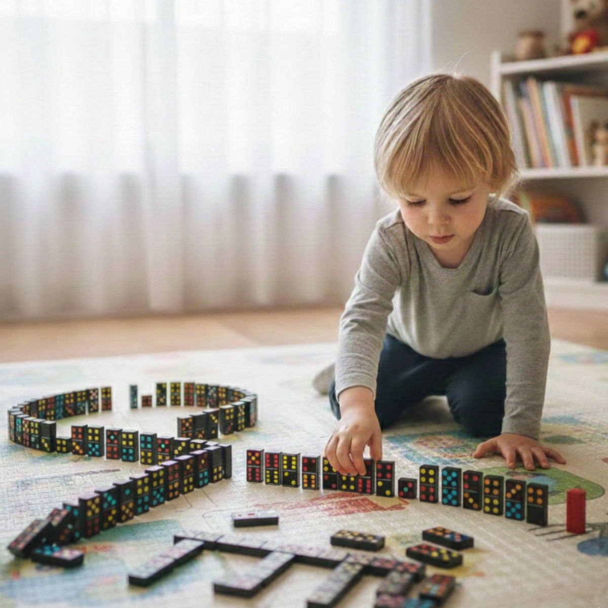 Krāsainie punkti uz domino kauliņiem tuvplānā