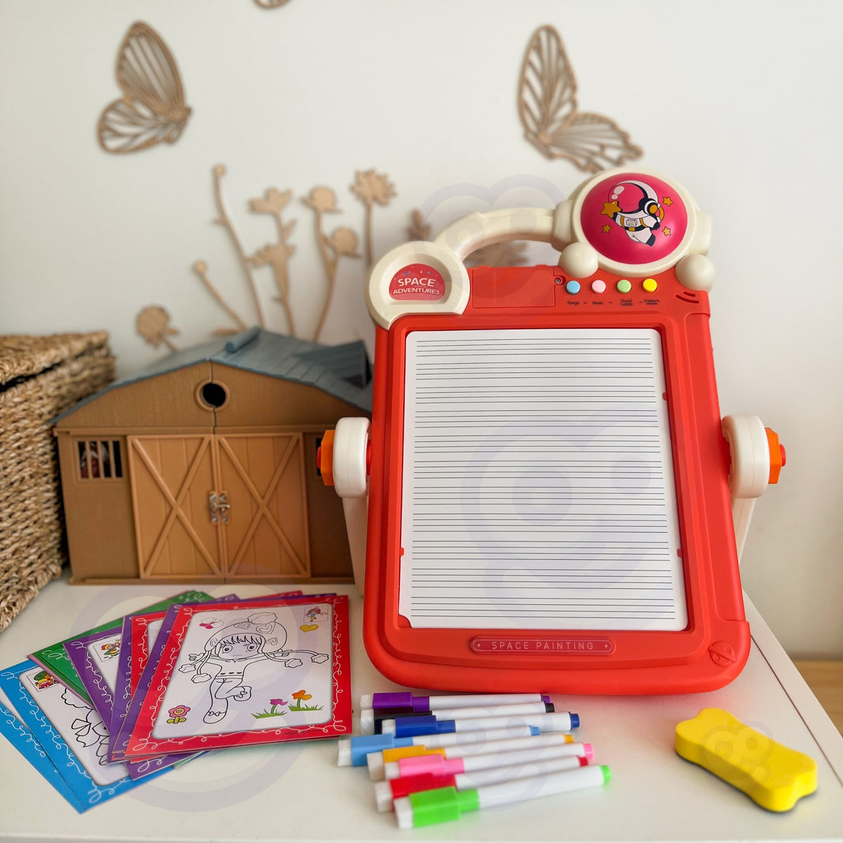 Woopie drawing board and Tetris – drawing side with markers
