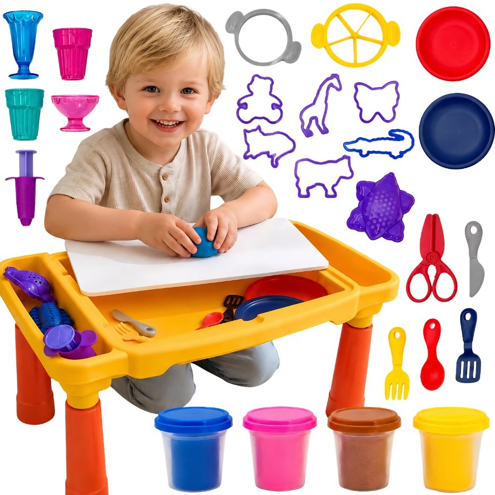 Woopie plastilīna galds ar nodalījumiem, 40 detaļas