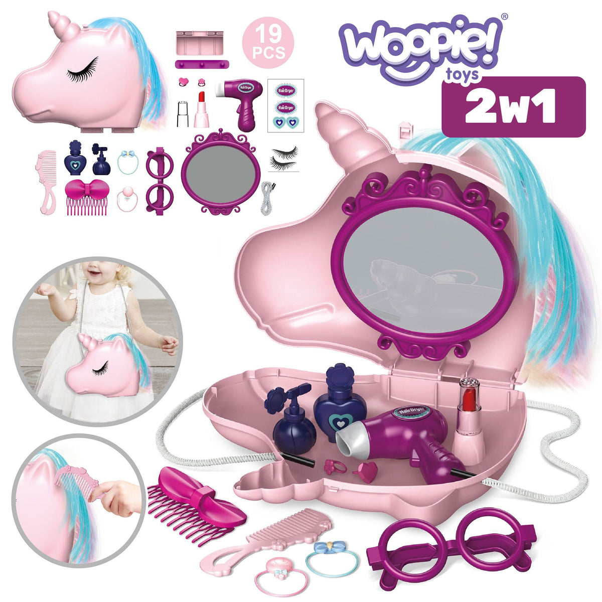 Woopie unicorn bag beauty salon – bag with shoulder strap