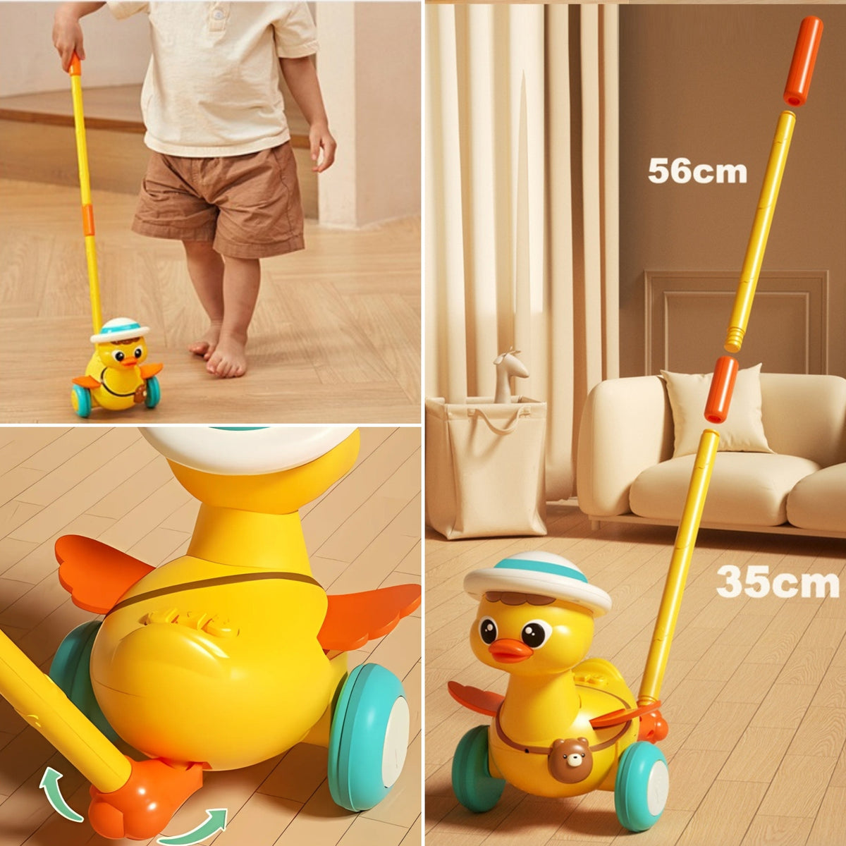 Push-along duck – adjustable segmented handle for toddlers
