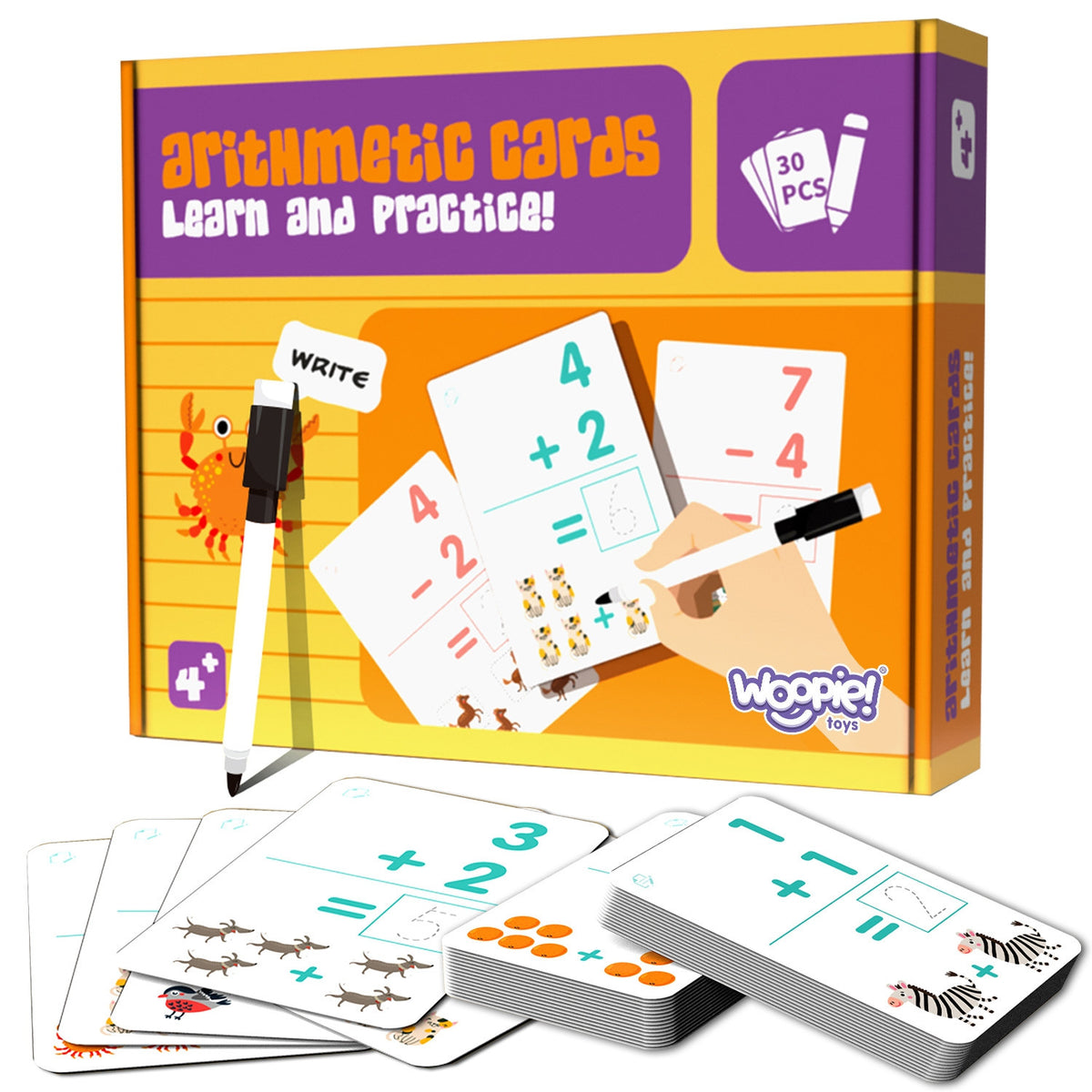 Woopie Wipe-Clean Maths Flashcards, 30 Cards