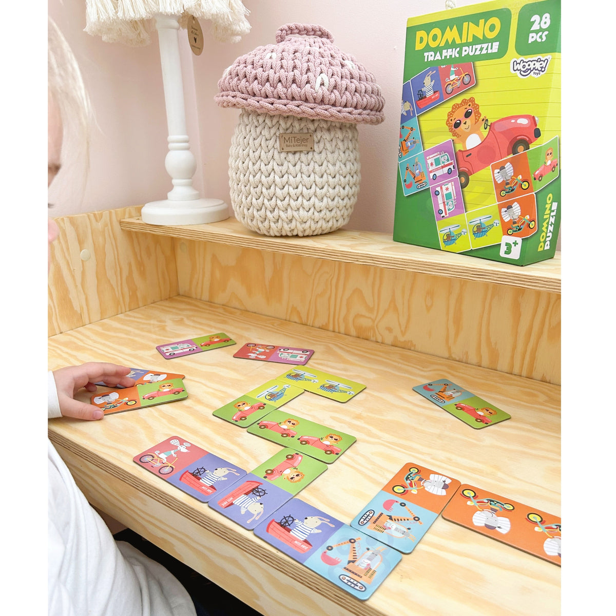 Woopie bilžu domino – kastīte ar auklas rokturi