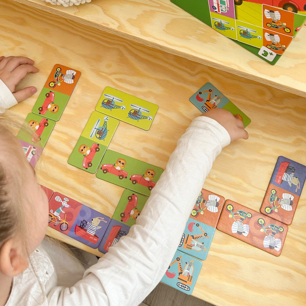 Woopie bilžu domino – zilonis uz motocikla