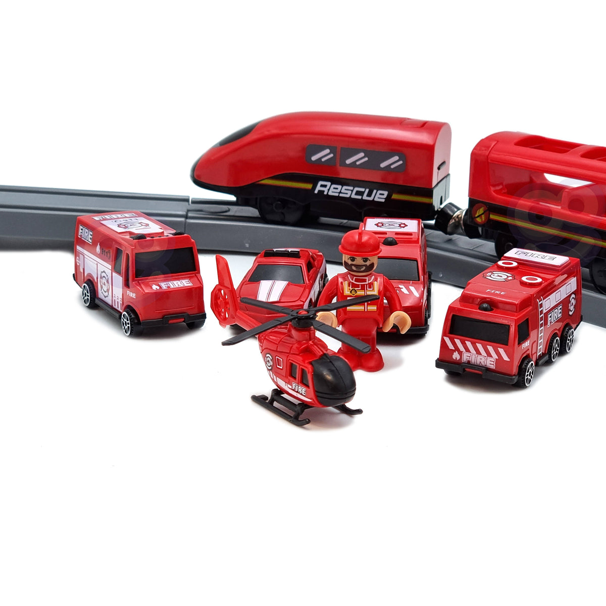 Fire station train set box – 92 pieces, Woopie
