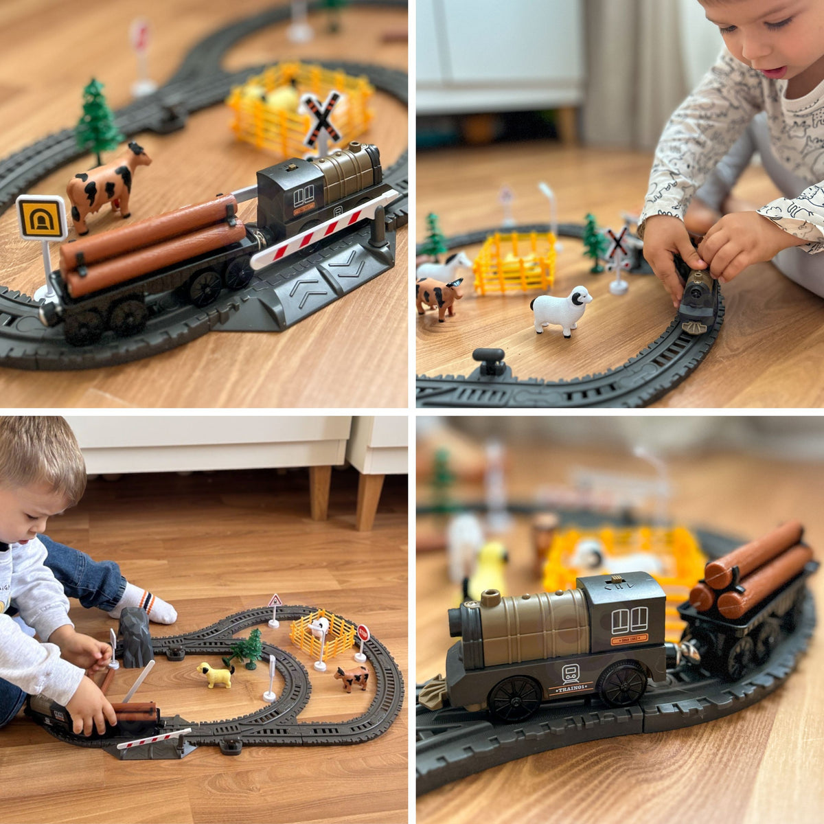 Woopie XL retro farm train – colourful track with switches