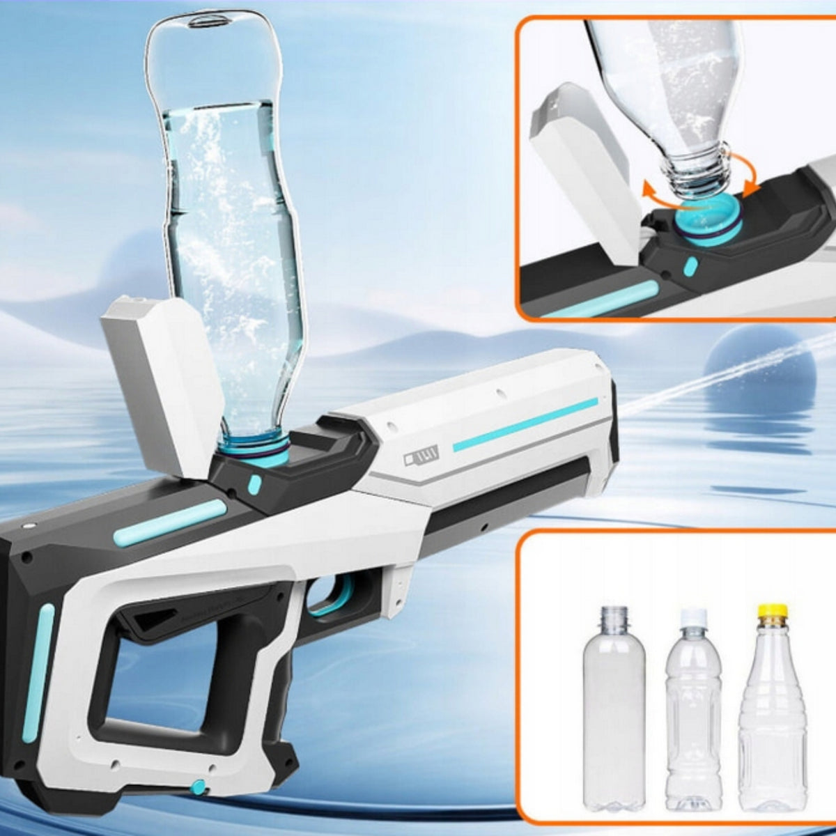 Woopie electric water blaster – bottle tank mount on top