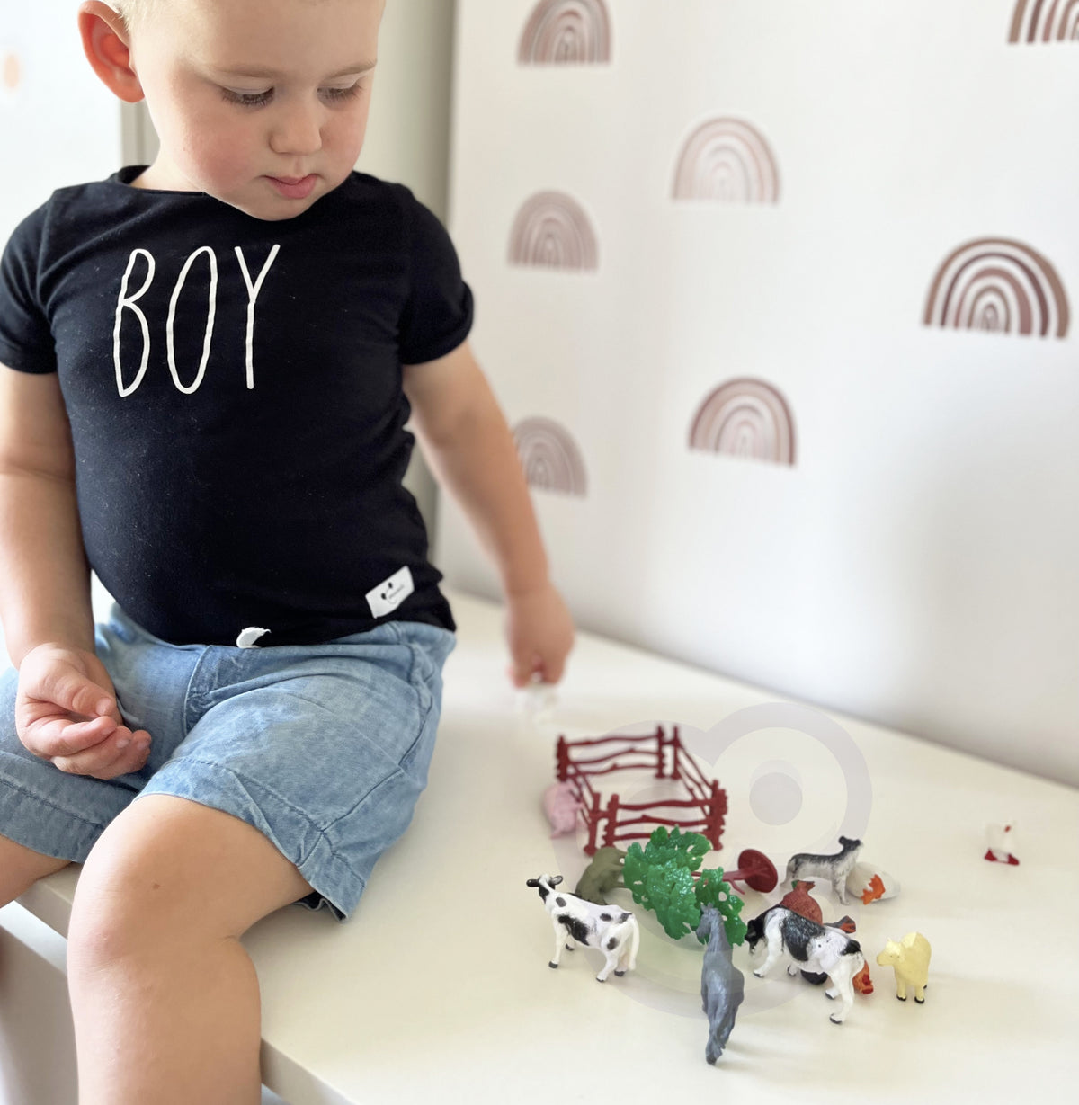 Farm animal figures – hens, duck, goose and a farm dog