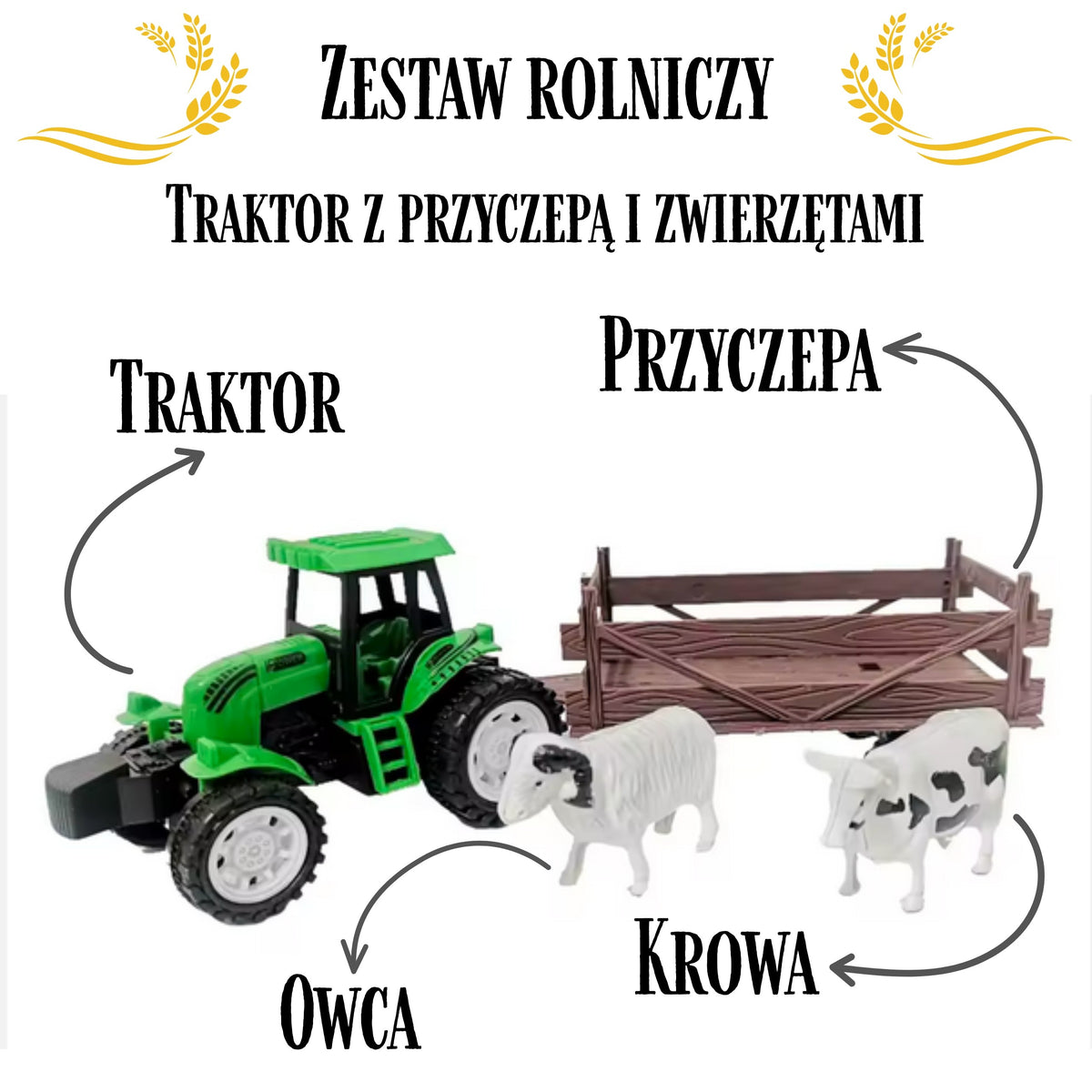 Woopie fermas traktors – koka un dzīvnieka figūriņas