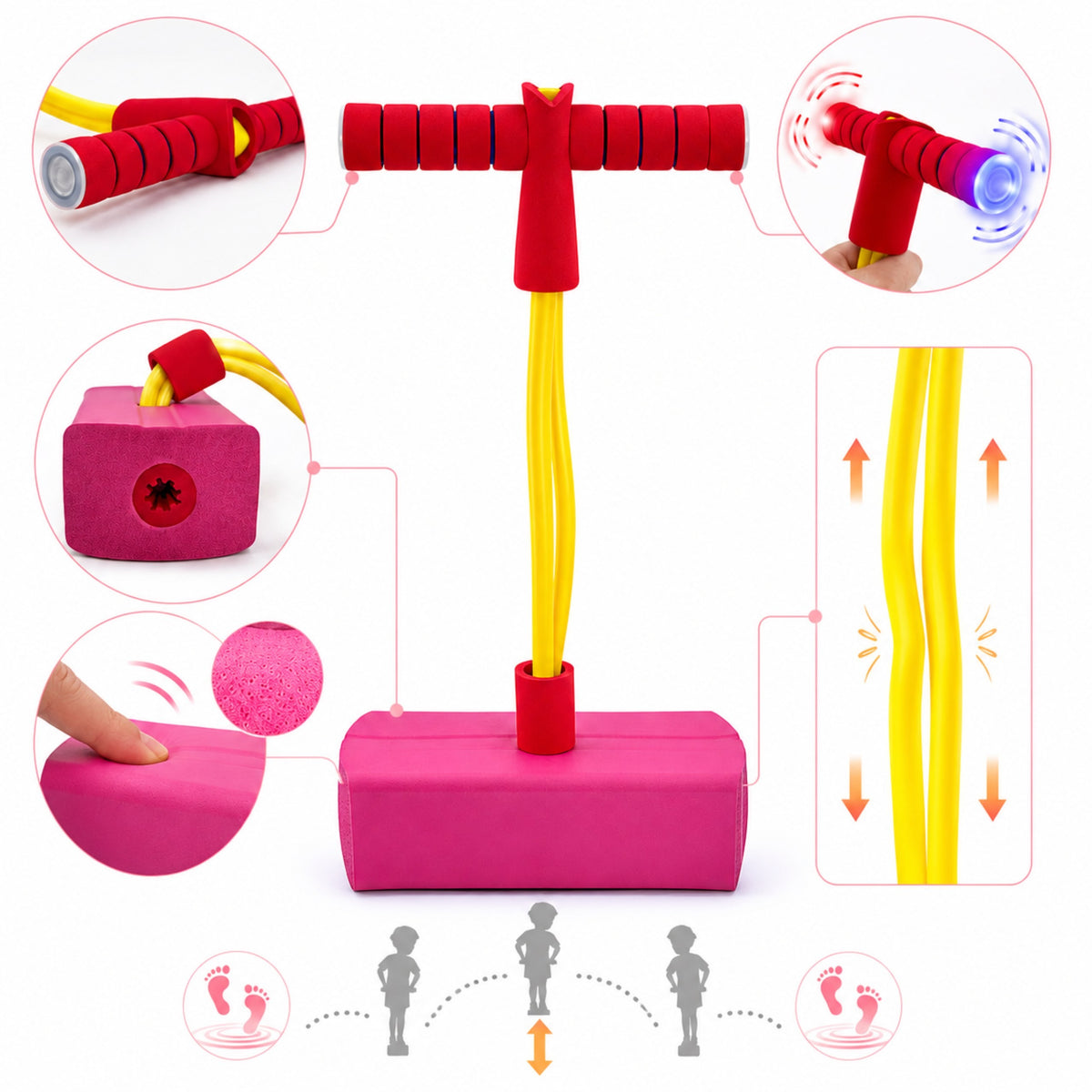 Woopie pogo lēcējs ar gaismām – bērns lēkā ar pogo