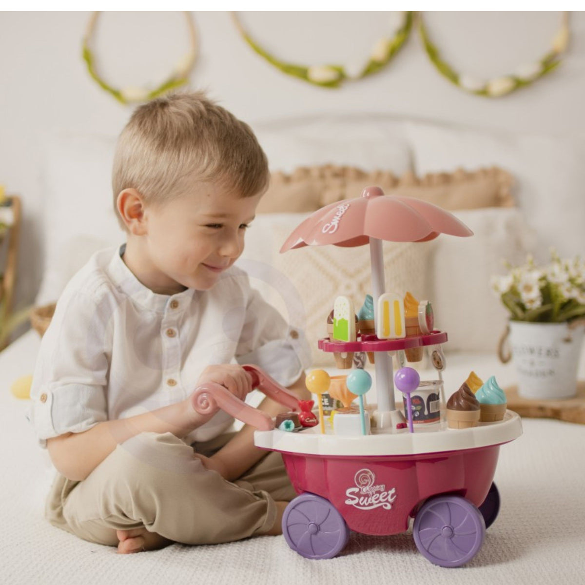 Woopie sweets cart 36 pcs – cart with umbrella