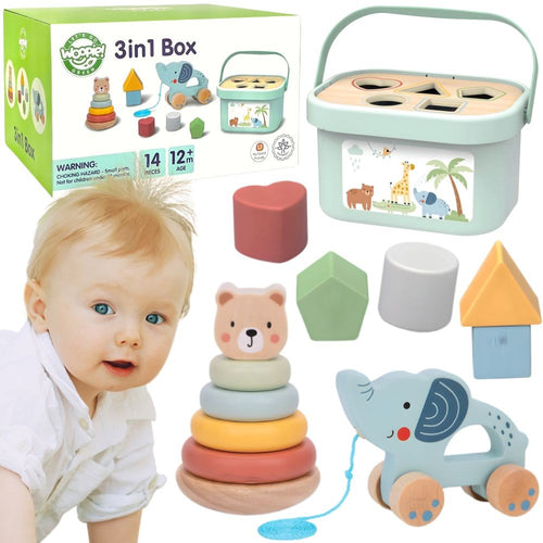Woopie Green 3-in-1 koka formu šķirotājs ar zilonīti