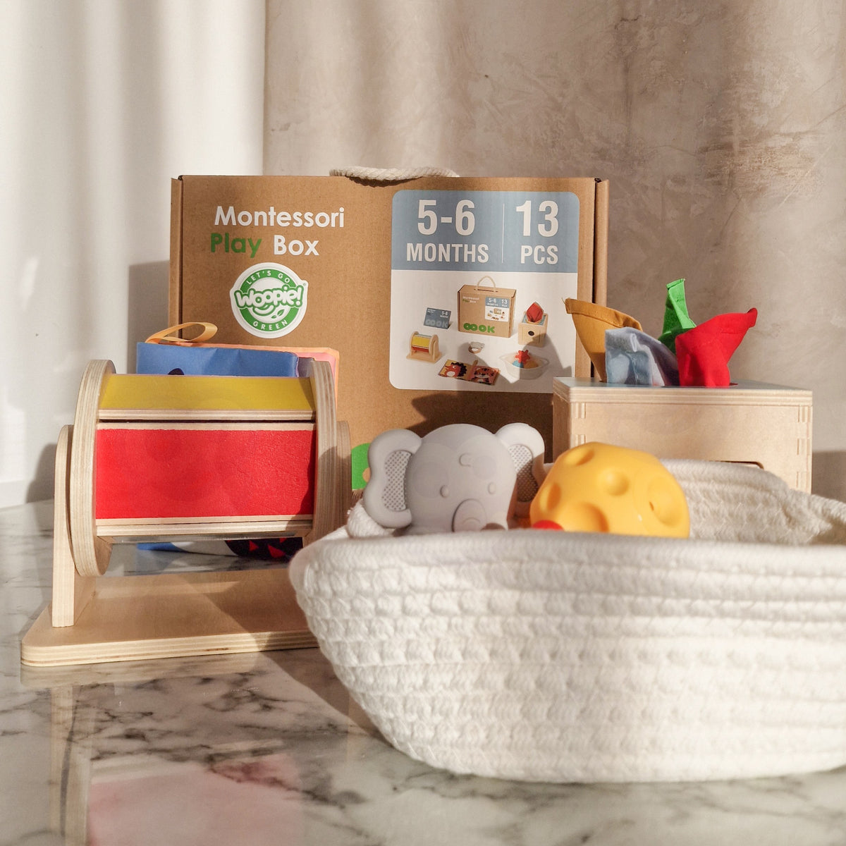 Woopie GREEN Montessori box 5–6 m – mirror drum