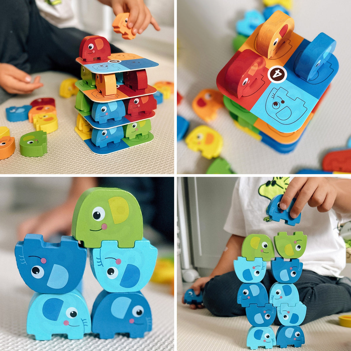 Elephant stacking game – die and five task cards for new challenges
