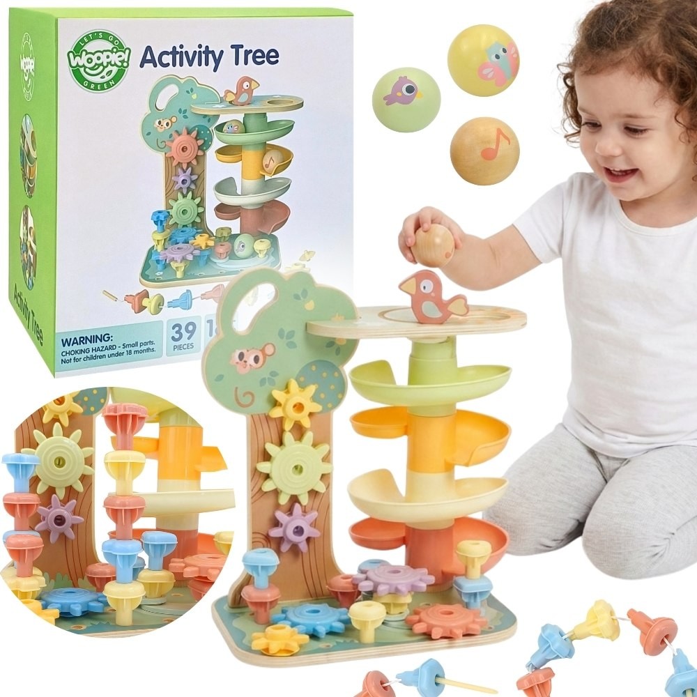 Woopie Green Montessori koka aktivitāšu koks 4 in 1, FSC