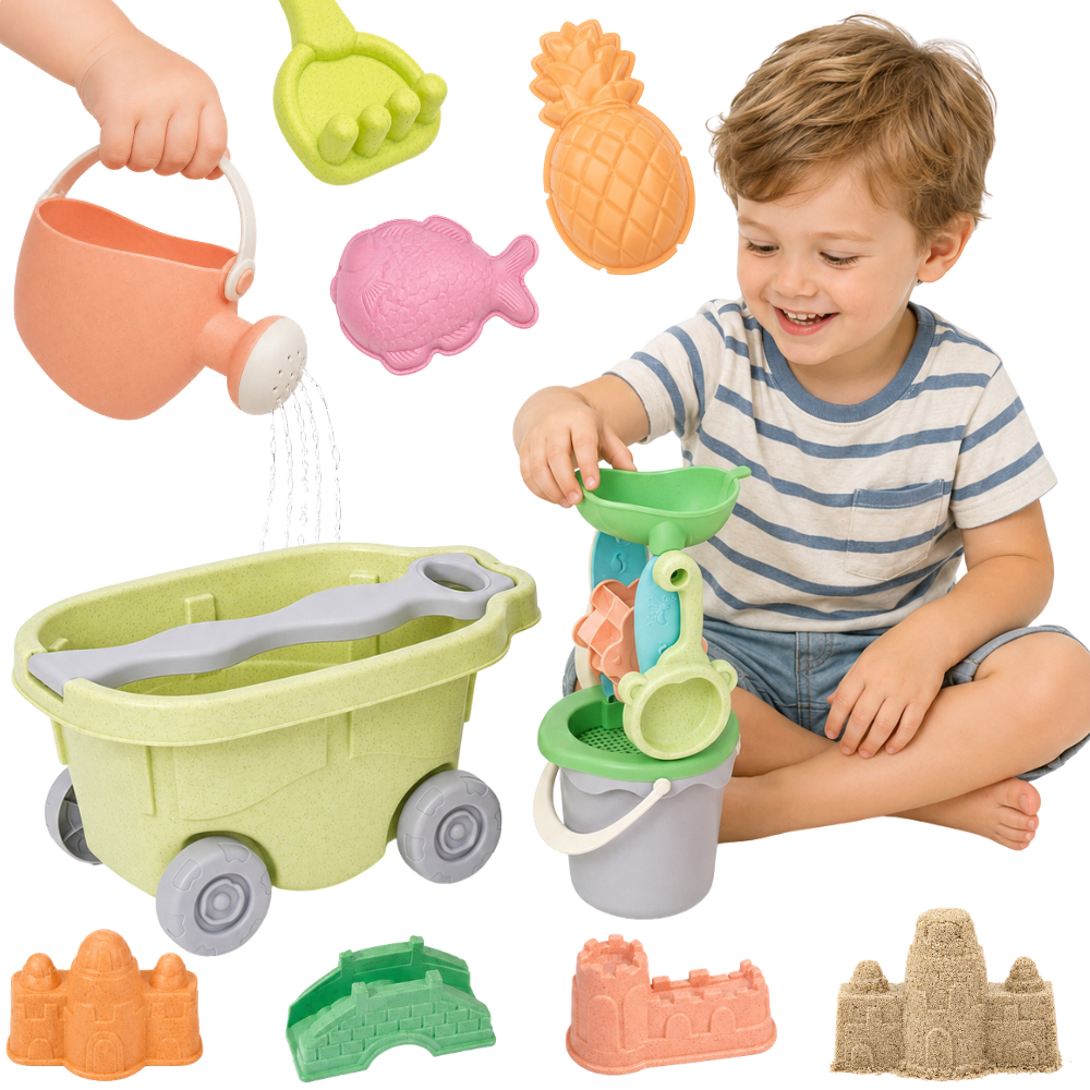Woopie Green sand toy set with cart, 13 pieces