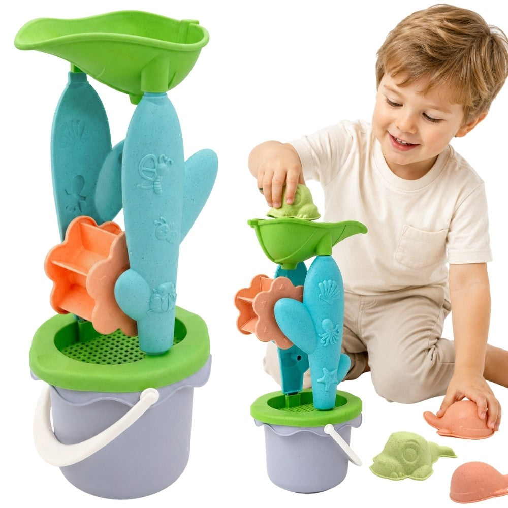 Woopie GREEN Bucket with Sand Wheel and Sieve, 5 pcs