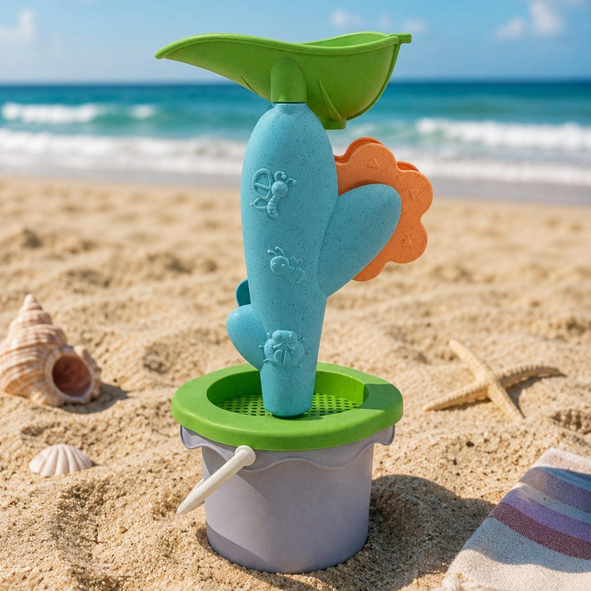 Woopie GREEN bucket with wheel – frame with sand wheel