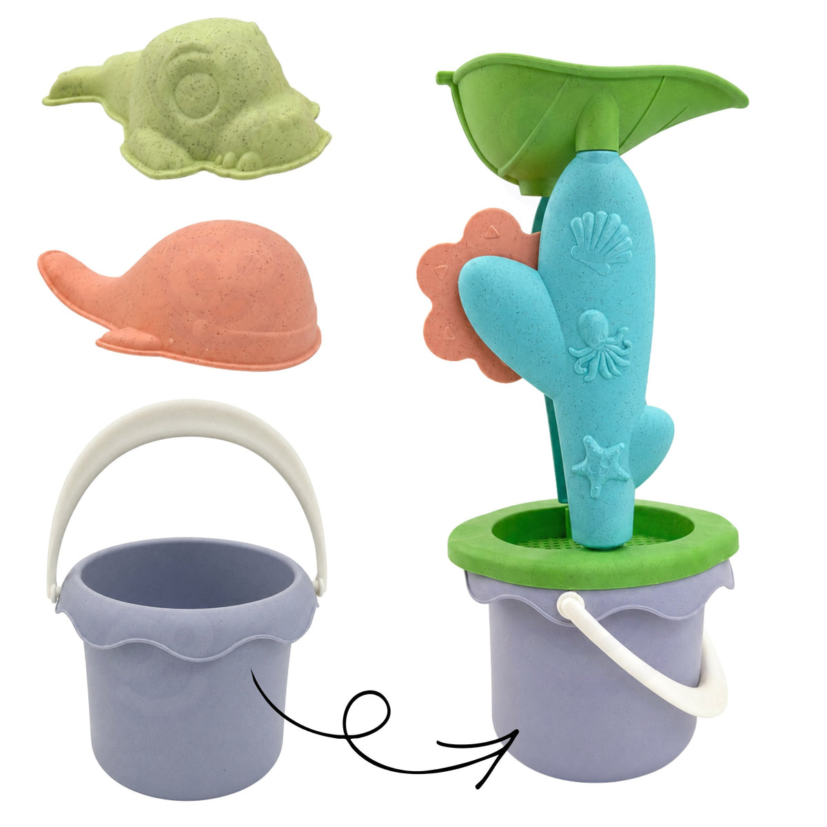 Woopie GREEN bucket with wheel – set on the bucket