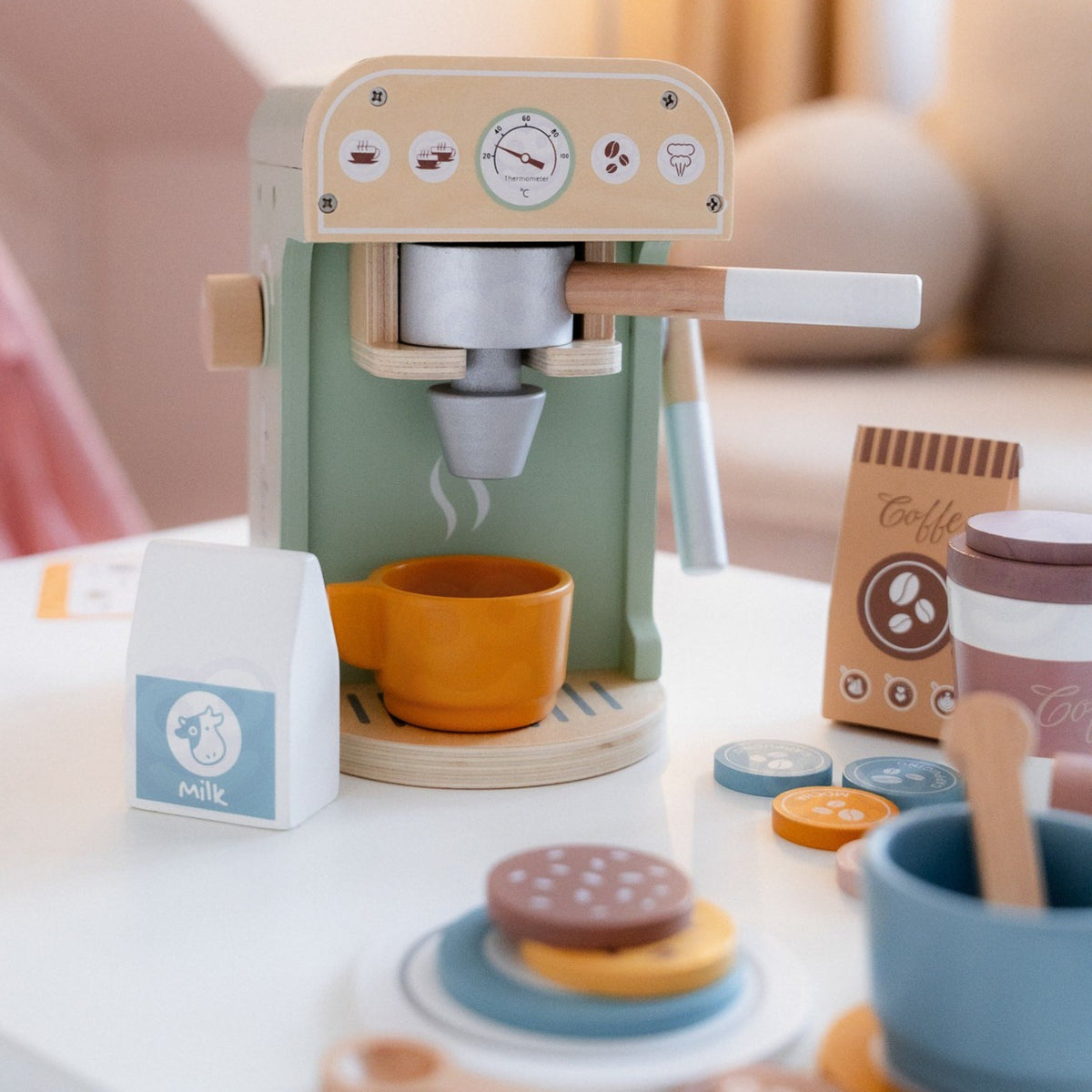 Woopie Green kafijas aparāta komplekts – tasītes, apakštasītes un karotītes