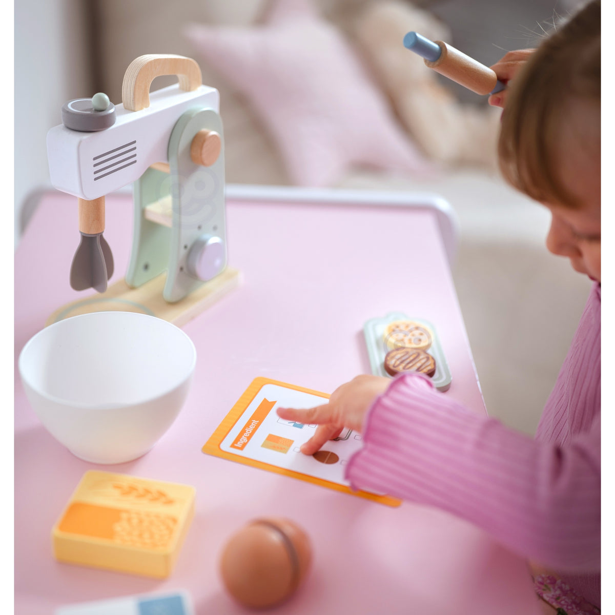 Woopie Green wooden mixer – pastel mixer with bowl