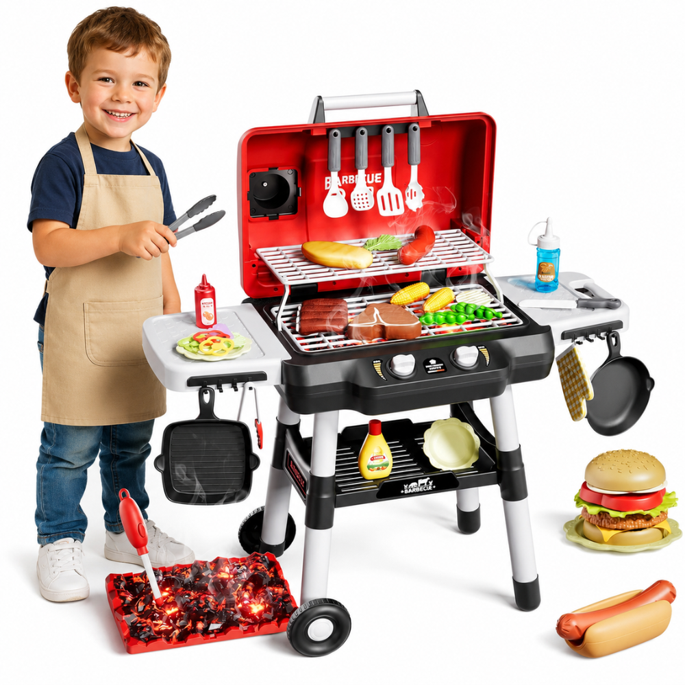 Woopie XL Toy BBQ Grill with Steam and Lights, 31 pcs