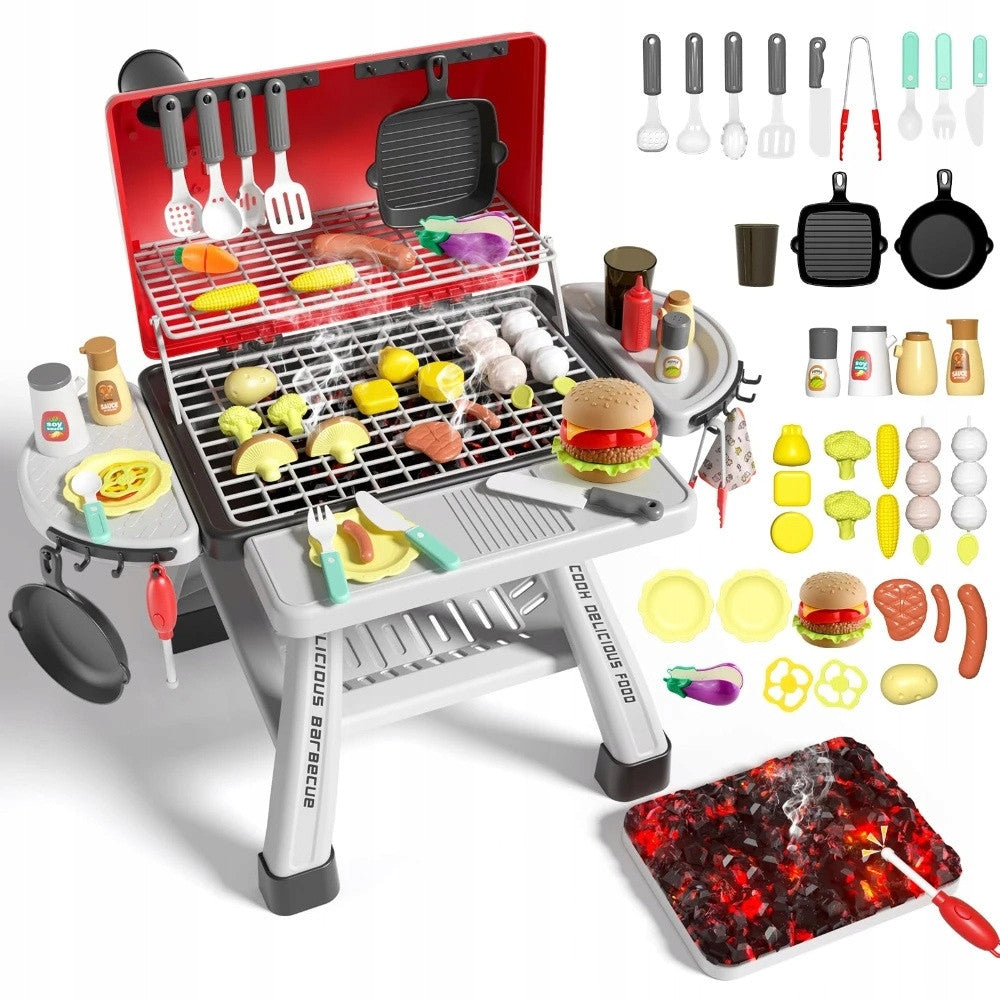 Woopie XL Toy BBQ Grill with Lid, Steam and LEDs, 41 pcs