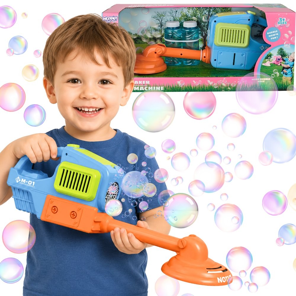 Woopie Lawn Mower Bubble Gun with Lights, Blue